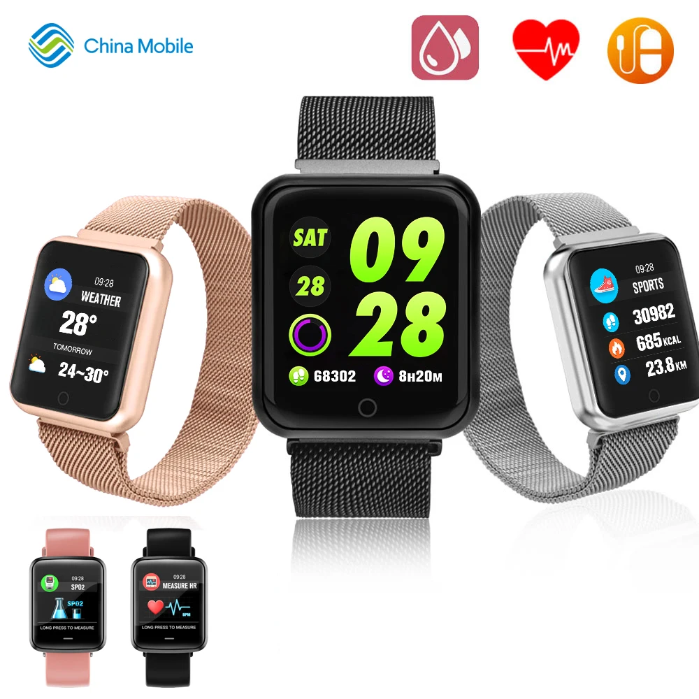 Smart watch P68 band IP67 waterproof smartwatch Dynamic heart rate blood pressure monitor for iPhone Android Sport Health watch