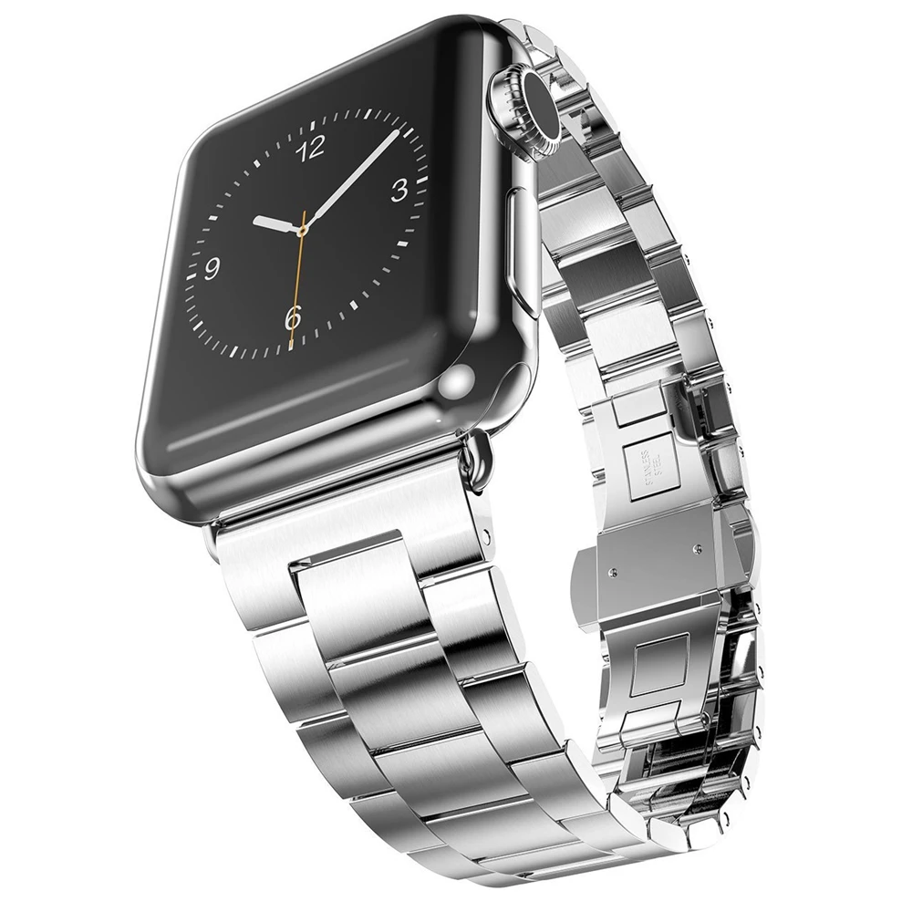 Correa для apple watch 38 мм, 42 мм, длина-44 мм, 40 мм длина браслета металла в едином положении во время занятий легкой атлетикой для наручных часов iWatch, ремешок Бизнес ремешок watch Series 5/4/3/2/1 наручные часы - Цвет ремешка: silver