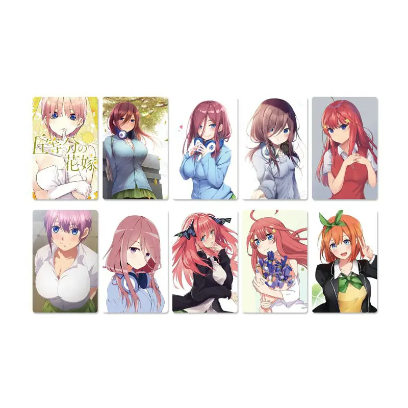 10pcs 5Toubun no Hanayo Anime Card Stickers DIY Bus ID Waterproof Scrub Card Sticker Kids Sticker Toys for Kids Collection Gift