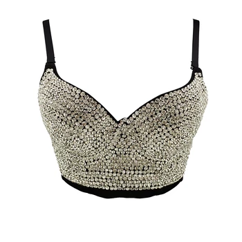 

glitter multicolor rhinestone sexy summer bustier streetwear korean style sleeveless crop top women off shoulder party tank tops