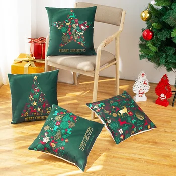 

Glowing Merry Christmas Gift Cushion Cover Home Sofa Seat Decorative Pillow Cover Super Sofa Bell Snow Pillow Case 4 PCS