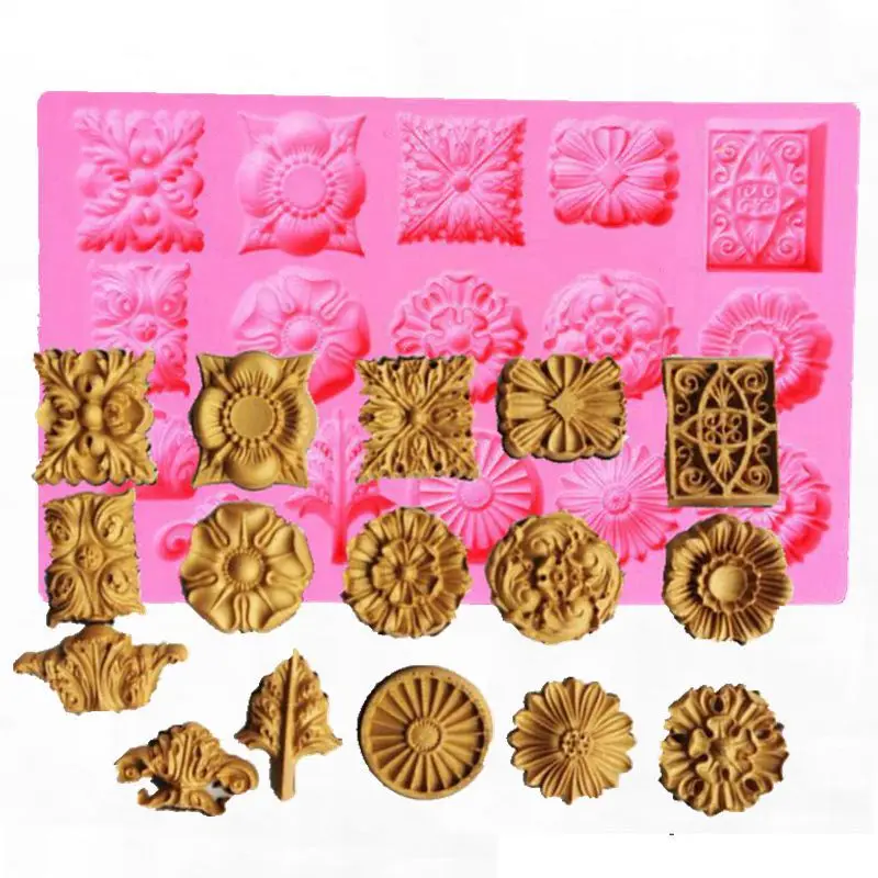 New European Vintage Embossed Silicone Mold Baroque Pendant Flower