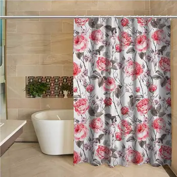 

Rose 3D Printed Shower Curtain Classic Vintage Floral Pattern Watercolor Style Bouquet of English Roses Wildflowers Hotel