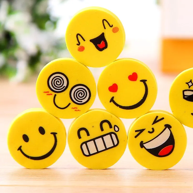 24pcs Mini Coin Star Cute Eraser Love Smile face Rubber Erasers for Pencil Correction Novelty Stationery Office School A6415