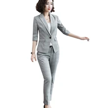 Autumn summer Plaid Women Blazers Suit Jackets OL Blazer Ladies Long Sleeves Casual Formal Button Outwear houndstooth Workwear