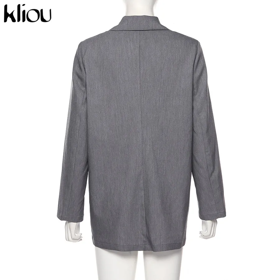 Kliou однобортный клетчатый женский Блейзер Куртки женские костюмы пальто продается серый Feminino блейзеры верхняя одежда с длинными рукавами высокое качество
