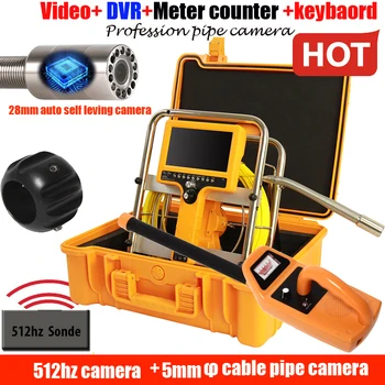 

28mm Sewer Drain DVR camera with 512hz local sonde endoscope inspection camera 512hz transmitter receiver with autoself leving