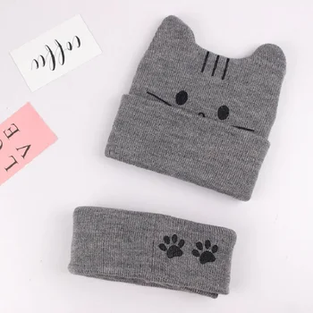 

Baby Hat Winter Cartoon Kitty Hat Scarf Set Infant Cap Scarf Baby Boy Winter Hat
