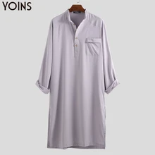 YOINS мусульманская мужская одежда из Саудовской Аравии, Арабский кафтан, платье с длинным рукавом, мусульманский исламский кафтан, одежда из Саудовской Аравии
