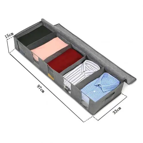 Большой емкости портативный складной под кровать одеяло обувь сумка для хранения прочный нетканый материал пылезащитный органайзер для одежды - Цвет: Grey