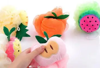 

New Color Fruit Series Bathing Bath Ball Rubbing Back And Shower Flower Cleaning Mesh Shower Wash Sponge Product