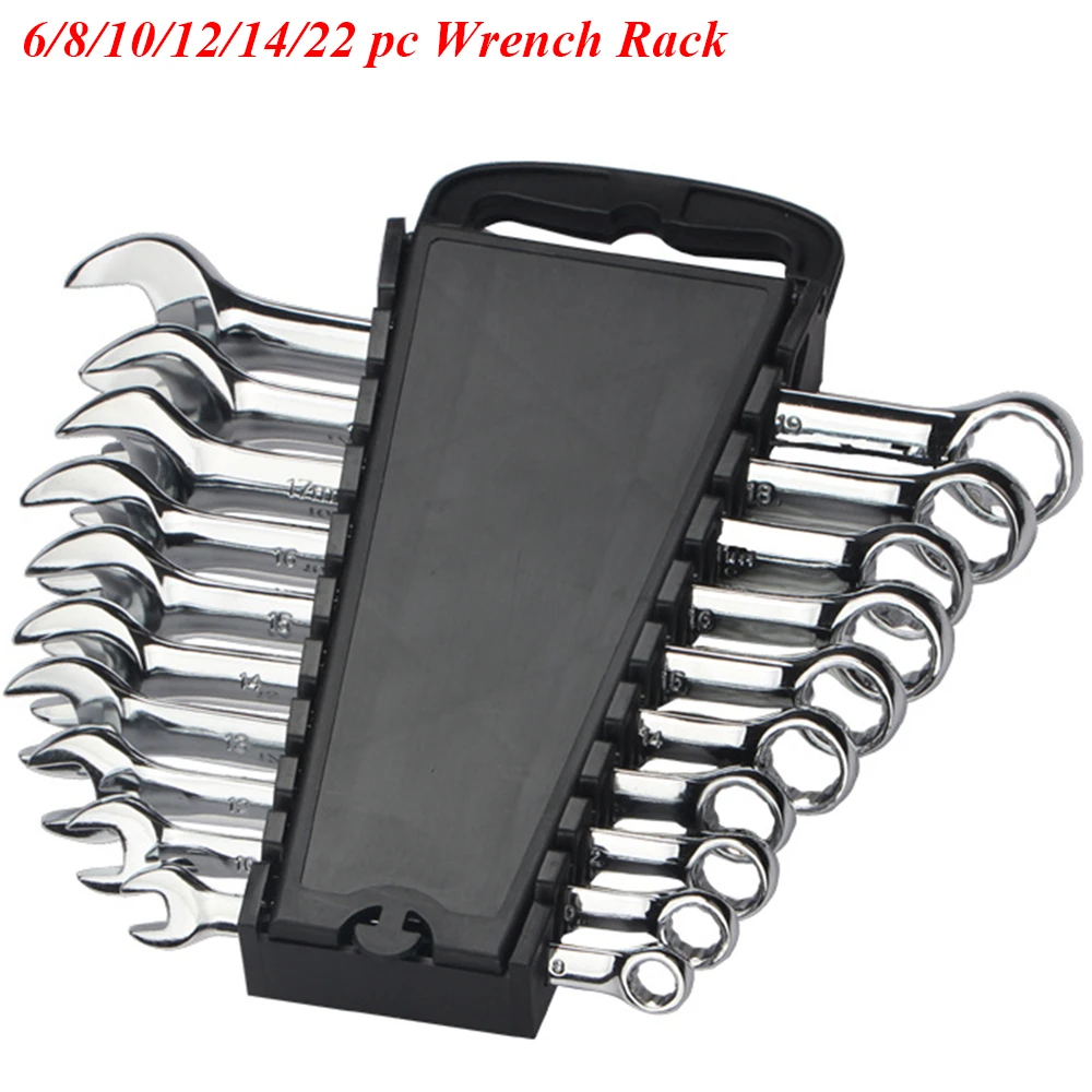 22 Slot Standard Wrench Storage Rack Clip Holder Plastic Rail Tray Spanner Tools Organizer Bag Garage Wrenches Keeper small tool pouch