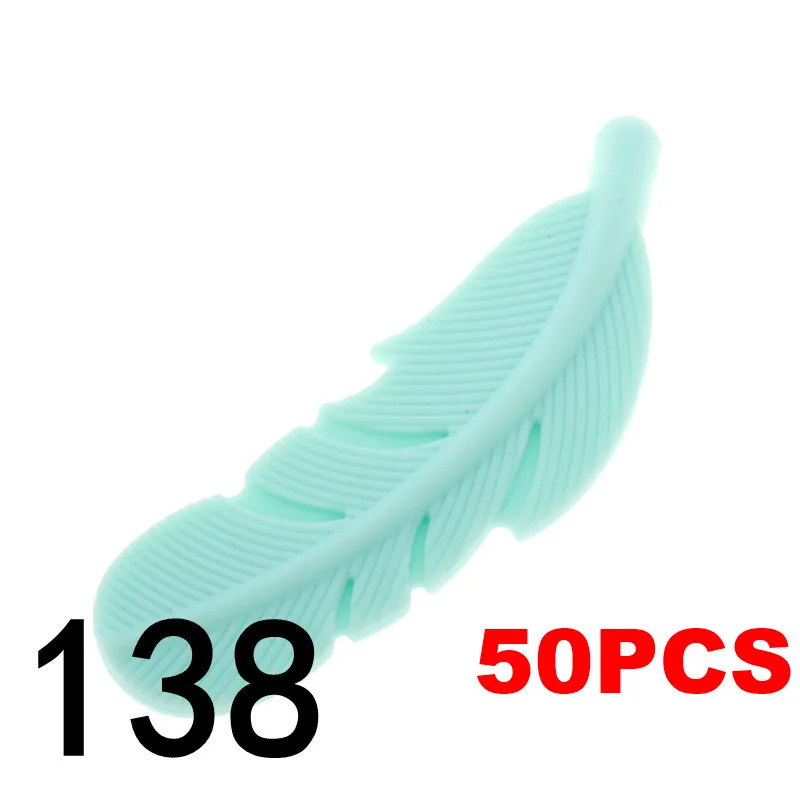 138 Mint Green QHBC перьевые перламутровые Силиконовые 50 шт. Детские Прорезыватели из бисера Младенческая Жевательная Для Прорезывания Зубов Ожерелье Подвеска Сделай Сам соска Успокаивающая игрушка-цепочка - Цвет: 138 Mint Green
