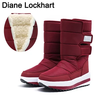 

free shipping Female Snow Boots Winter Booties women flat waterproof shoe 2019 Shoes Mujer Botas plush insole boot inverno Black