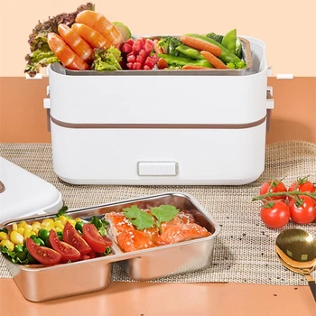 

2020New Oct 220V/110V Electric Rice Cooker Multi Electric Lunch Heating BoxPortable Mini Hot Pot with 2 Stainless Steel Inner