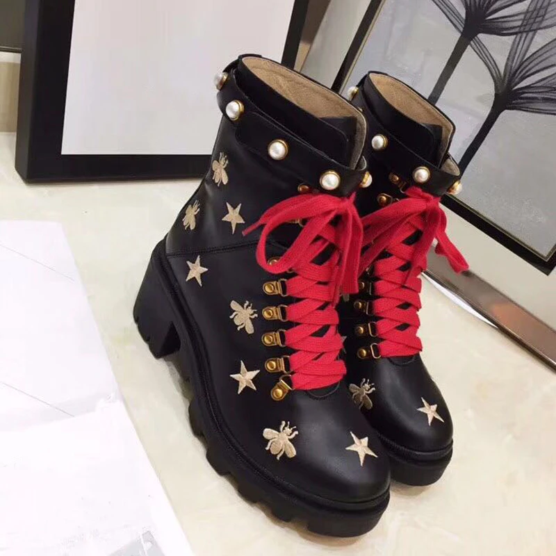 combat boots with designs