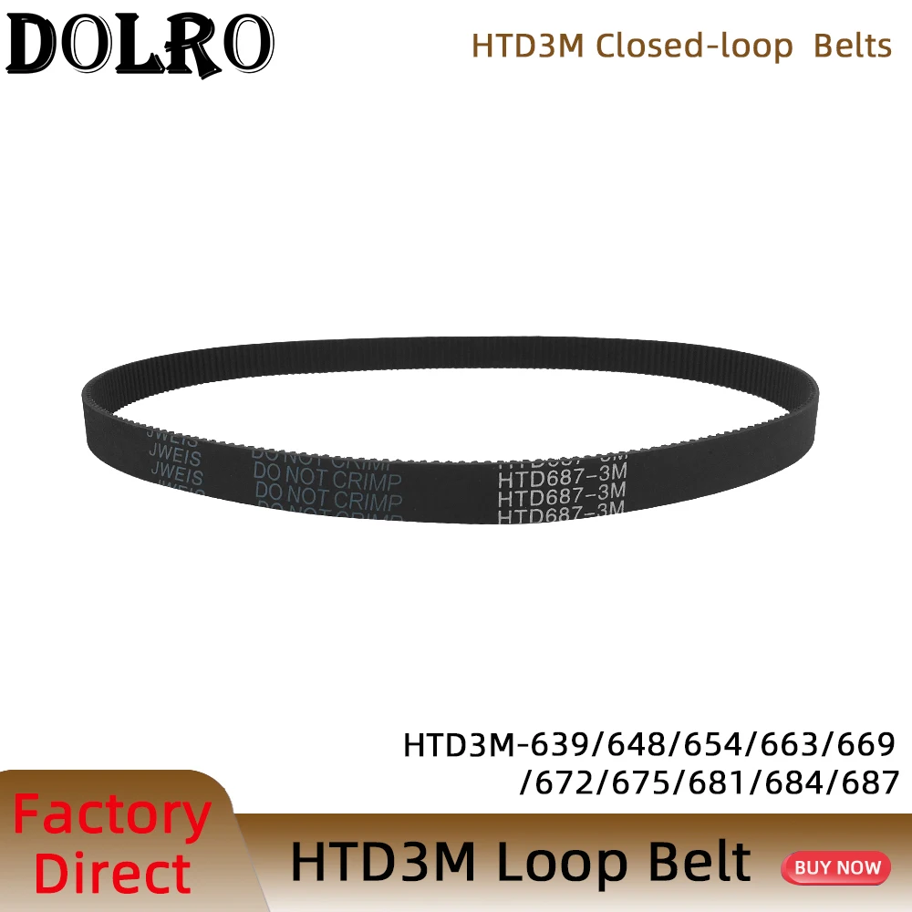 

Arc HTD 3M Timing belt C=639 648 654 663 669 672 675 681 684 687 width 6/9/10/12/15/20mm Rubbe Closed Loop Synchronous pitch 3mm