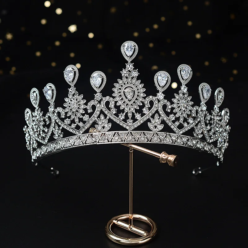 SLBRIDAL сплав Стразы Кристалл Кубический цирконий цветок Свадебная Тиара Принцесса