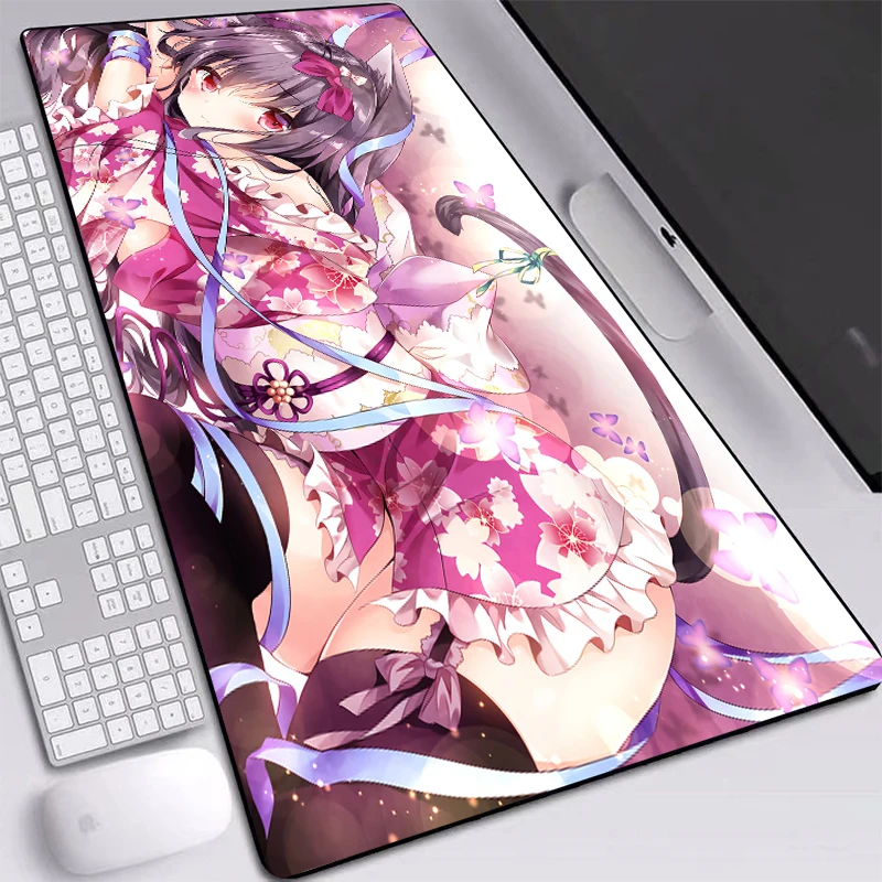 

Anime Cat Girl Mice Pad Gamer 90x40cm Gaming Mouse Pads Laptop Notebook Desktop Mat Pad XXL Anti-slip Rubber Gamer Mats Play Pad