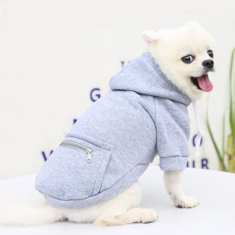 Autumn Winter Solid Color Dog Clothes Zipper Pocket Dog Hoodie Small Large Dogs Coat Jacket Pet Hoodie Pet Costume