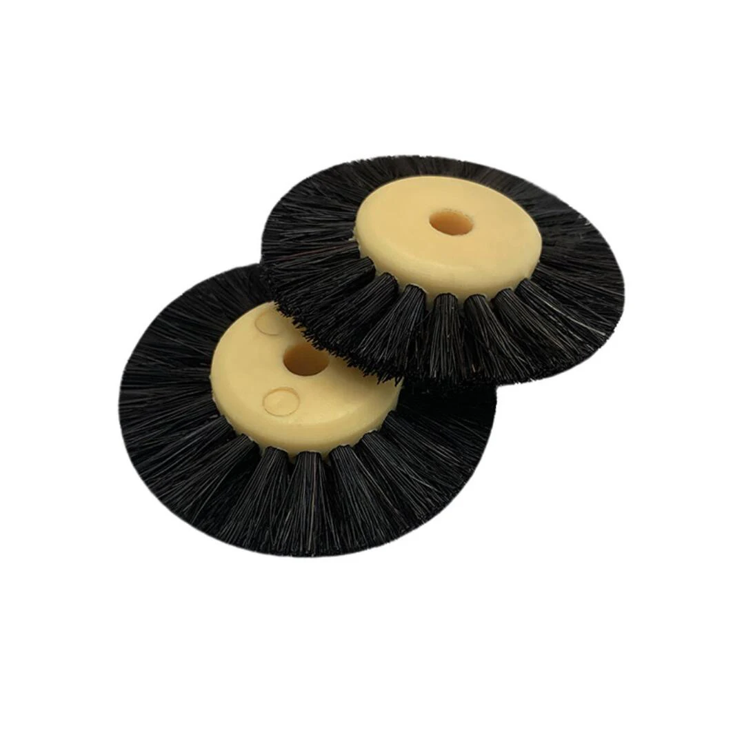 12PCS 55MM Polishing Brush Black Brown Bristle Buffing Abrasive Brush with Yellow Plastic Center Jewelry Tools