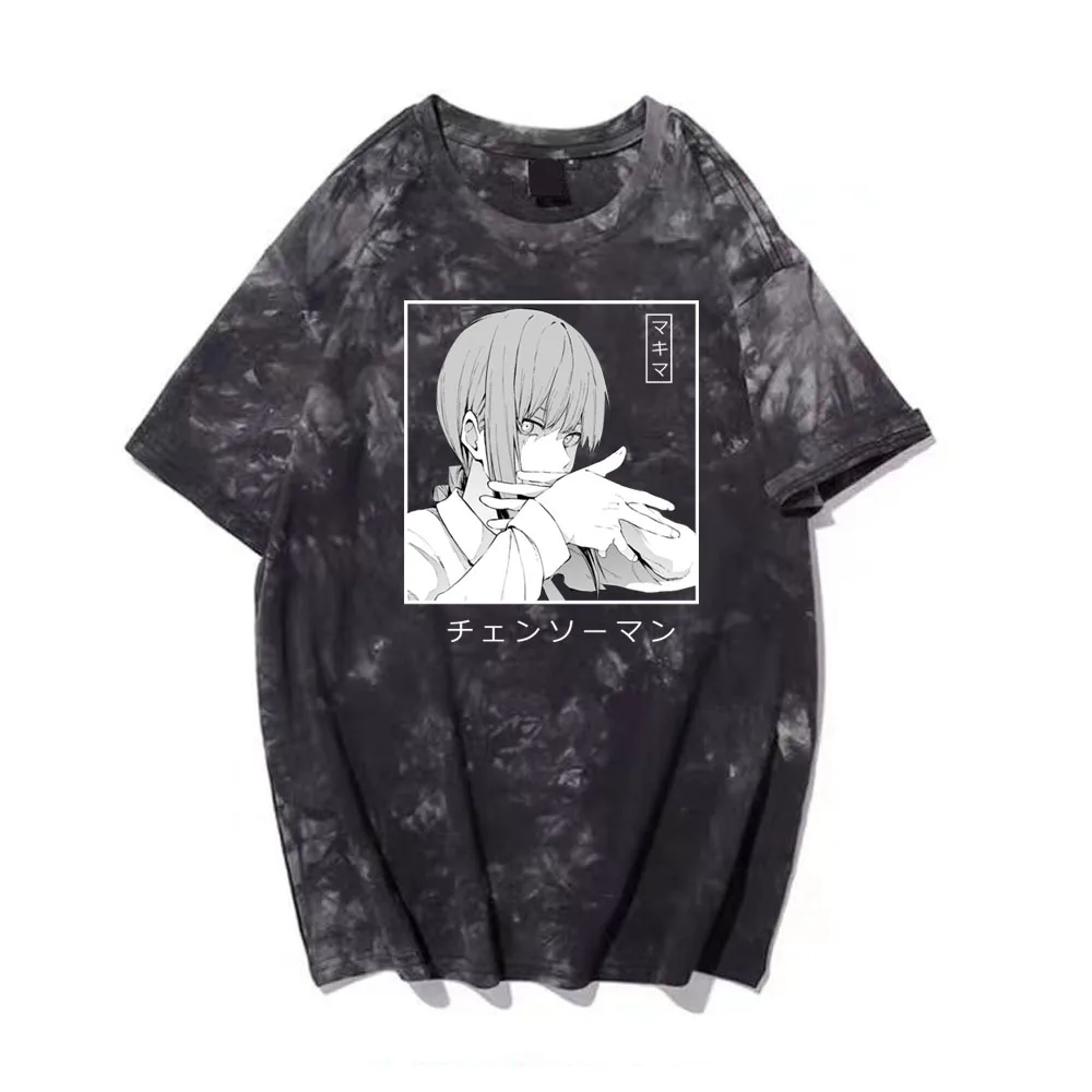 Футболка с принтом Tie Dye забавная мужская летняя футболка бензопилы унисекс аниме
