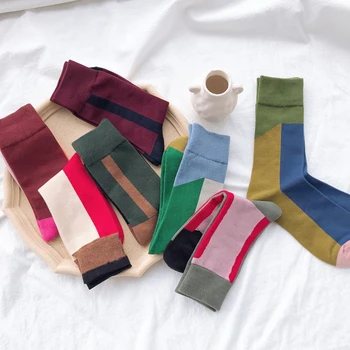 

Spell Color Restoring Ancient Ways Korea Style Line In Color With Socks Women Hosiery For Ins Heaps Streets Ladies Fashion Short