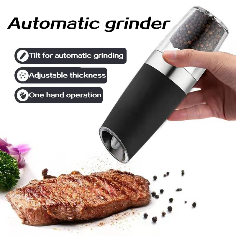 Gravity Electric Pepper Grinder Automatic Battery Powered Salt Mill Adjustable Coarseness with LED Light Kitchen Use WXV Sale | Дом и сад