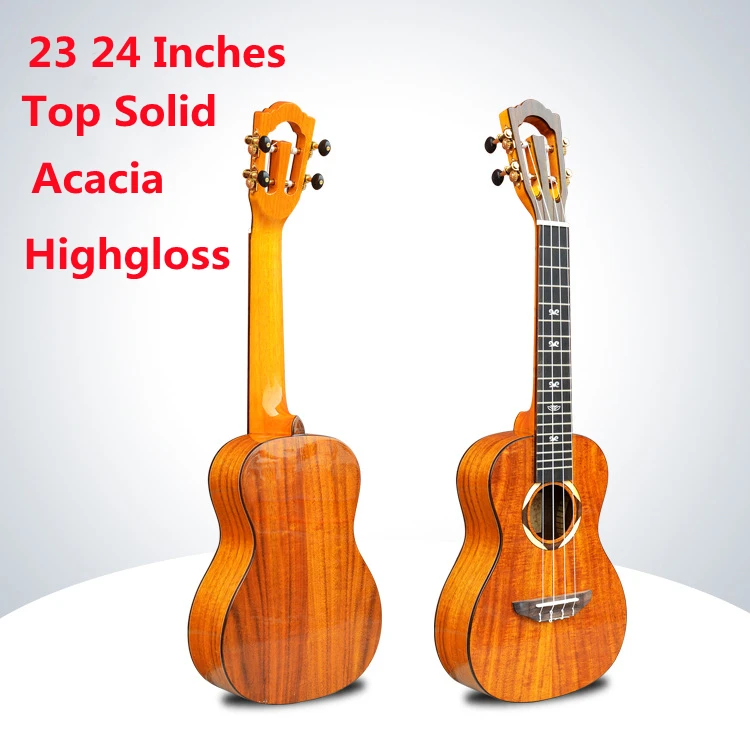 Ukulele 23 24 Inches Top Solid Acacia Mini Electric Concert Acoustic Guitar 4 Strings Ukelele Install Travel Music Guitarra | Спорт и