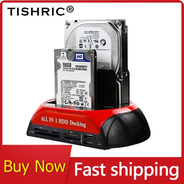 TISHRIC All in 1 Hdd Docking Station eSATA to USB 2.0/3.0 Adapter For 2.5/3.5 Hard Disk Drive Docking Station Hard Enclosure 4