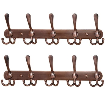 

All Mounted Coat Rack - 5 Tri Hooks, Heavy Duty, Stainless Steel, Metal Coat Hook Rail for Coat Hat Towel Purse Robes Mudroom Ba