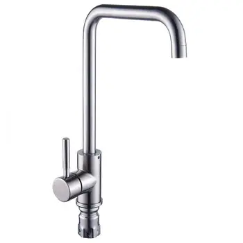 

Kitchen Sink Mixer Taps Single Lever Handle Swivel Spout Tap Faucet Brushed