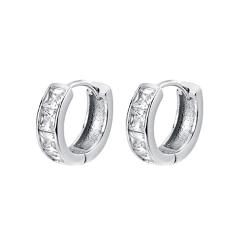 Silver Trusta настоящие минималистичные 925 пробы серебряные милые ослепительные серьги-кольца CZ для женщин Свадебные серебряные 925 ювелирные изделия подарок DS1931 - Окраска металла: Silver