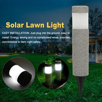 

Outdoor Lawn Auto On Off Patio Home Sandblasting Yard LED Lamp Pathway Garden Decor Porch Waterproof Landscape Stake Solar Light