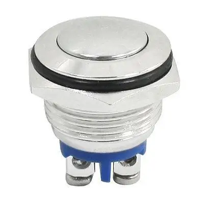 

Momentary Metal Push Button Switch Silver Tone 16mm Flush Mount SPST