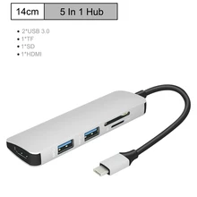 5 в 1 USB C концентратор USB-C-HDMI USB 3,0 SD/TF кард-ридер адаптер для Mac Book Pro samsung Galaxy Thunderbolt 3 USB-C зарядное устройство