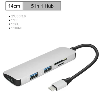

5 In 1 USB C HUB USB-C To HDMI USB 3.0 SD/TF Card Reader Adapter for Mac Book Pro Samsung Galaxy Thunderbolt 3 USB-C Charger