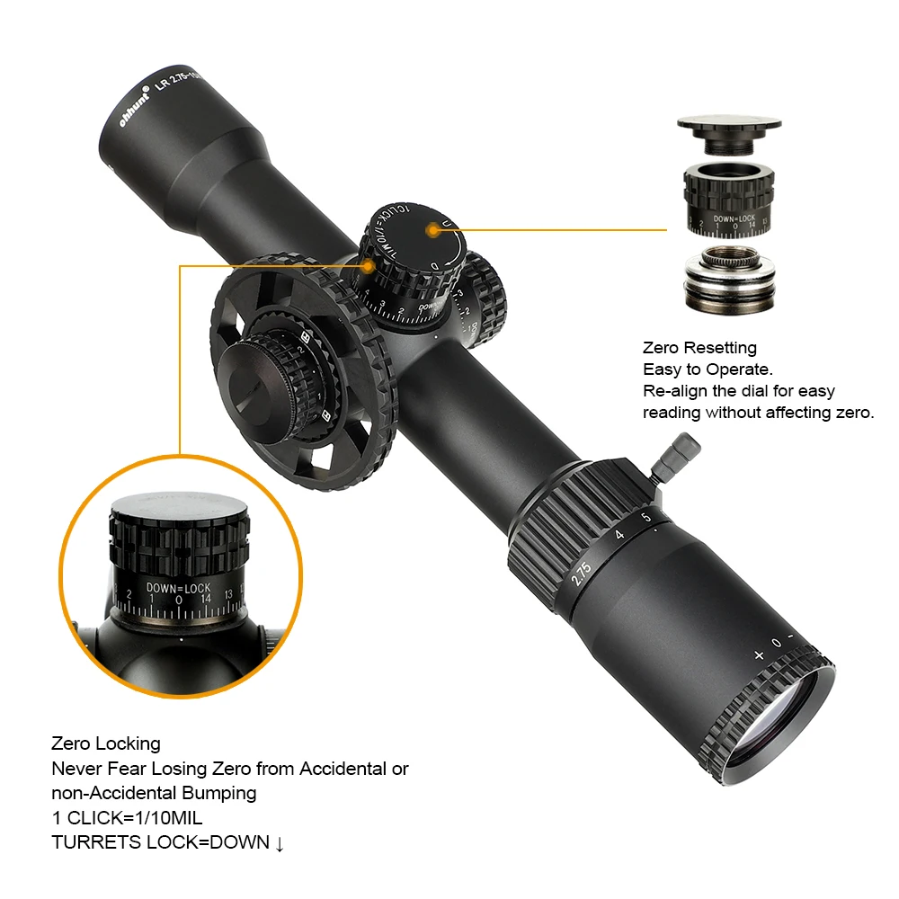 Ohhunt LR 2,75-15X32 SFIR охотничий прицел боковой Параллакс стекло гравированное сетка Красное освещение револьверный замок Сброс прицел
