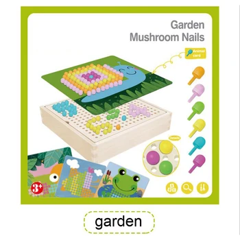 

DOLLRYGA Children Educational Wooden Toys Creative Mosaic Mushroom Nail Kit Art Kids knutselen kinderen Puzzle lote jouet enfant