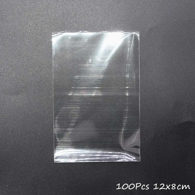 100pcs 12x8cm 100 шт прозрачные пластиковые пакеты для конфет, леденцов, печенья, упаковочный целофан, мешок для подарков на Рождество, свадьбу, день рождения, вечеринку - Цвет: 100pcs 12x8cm