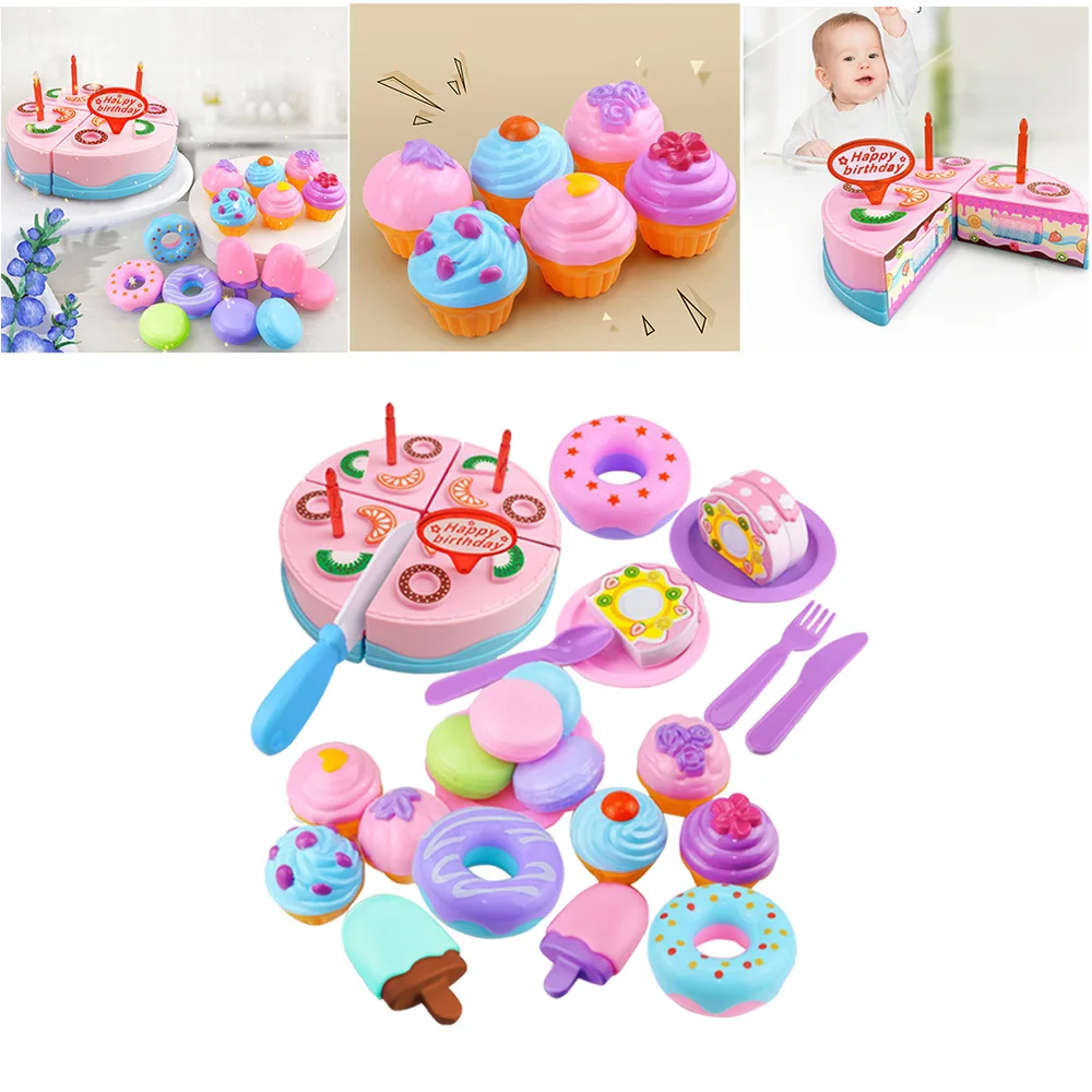 23pcs Toy Cake Cutting Kits Simulation Educational Cooking Birthday DIY
