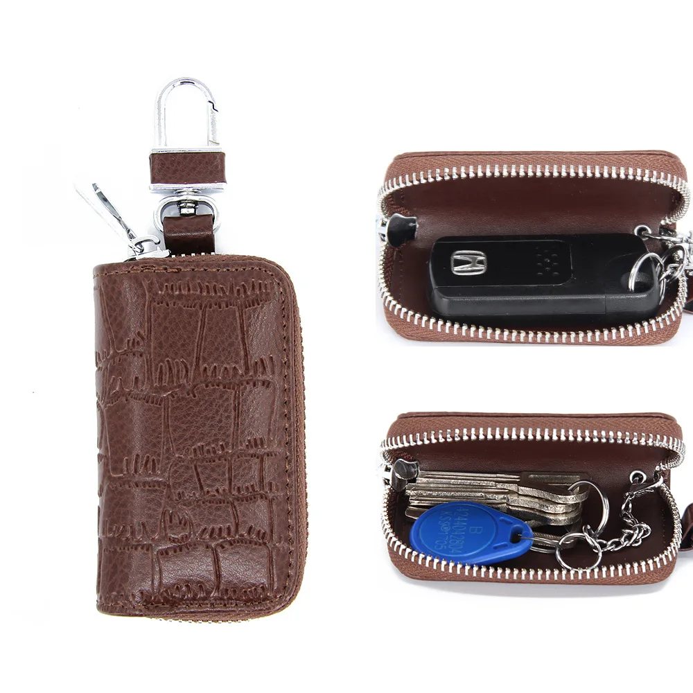 

Men's leather key bag zipper Multi-function car key bag female business Car key bag