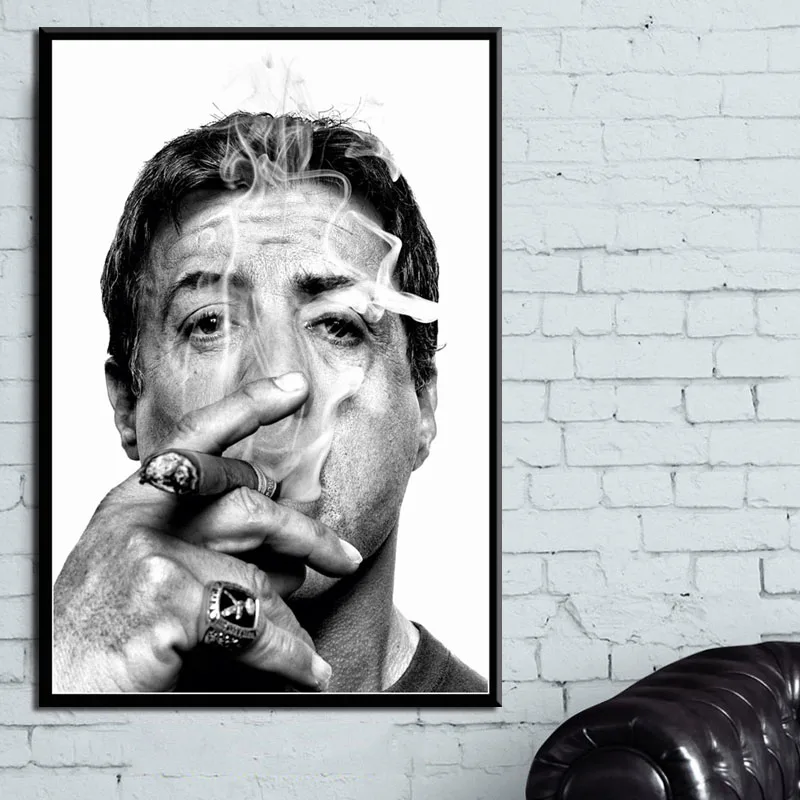 Сильвестр Сталлоне курительная сигара фильм звезда художественная живопись Шелковый Холст плакат настенный домашний декор