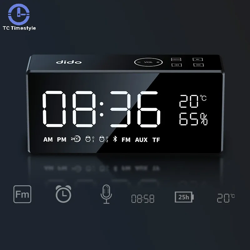 Беспроводной ретро будильник Bluetooth динамик Стерео FM радио дистанционное