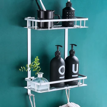 

Bathroom Shelves Double Layer Shower Shelves Storage Soap Shampoo Aluminum Rack Holder Organizer Shelves for Bathroom