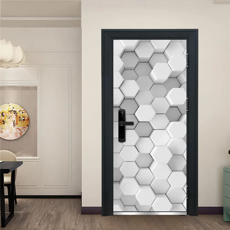Модная Имитация 3D наклейка на дверь современный дизайн спальня ванная комната балконные обои для двери Украшение дома ремонт ПВХ Фреска - Цвет: DZMT013