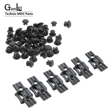 

100Pcs/lot TECHNIC PARTS 24375 Rubber Technic Thread Attachment And 88323 Technic Link Tread Wide with Two Pin Holes, Reinforced