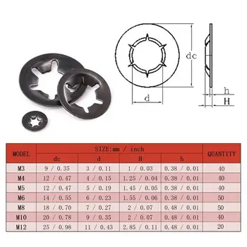 

340pcs/Set Internal Tooth Star Lock Washer Spacer Quick Speed Locking Push On Accessories