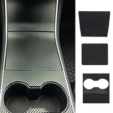 Автомобильная центральная консоль, легко устанавливается, самоклеющаяся коробка для подлокотника, аксессуары из углеродного волокна, декоративная наклейка для Tesla, модель 3