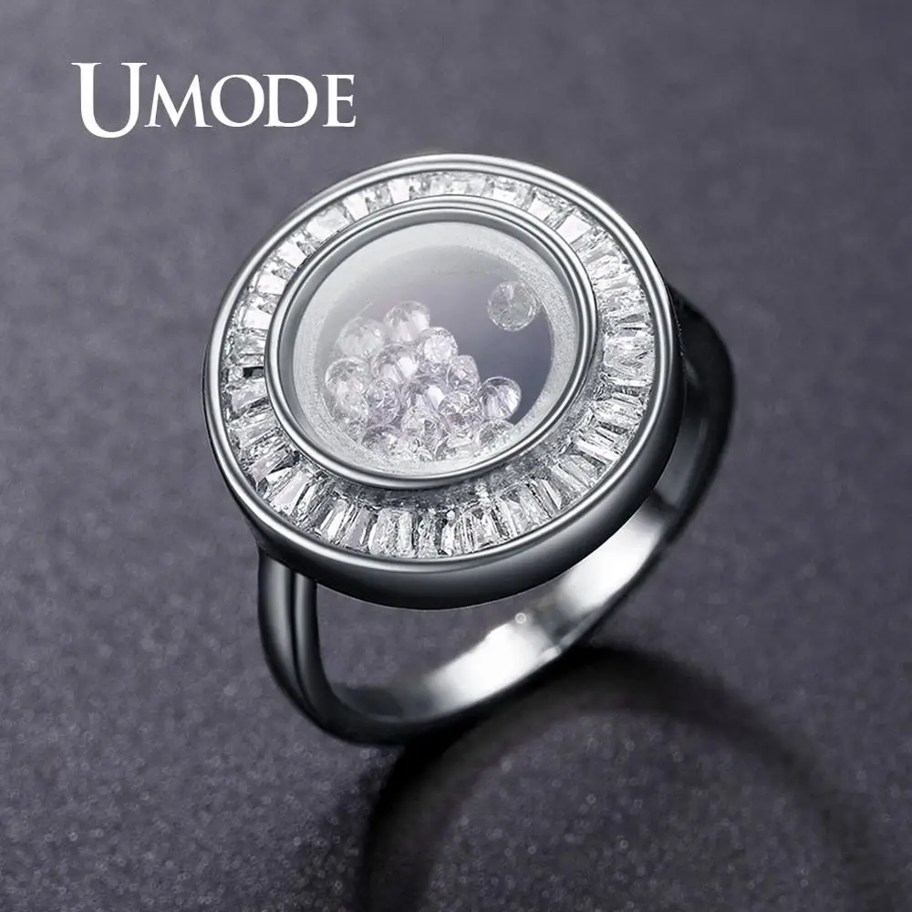 UMODE, дизайнерское кольцо на палец для женщин, рок Круглый Круг, верхние кольца, стразы, женские кольца, ювелирные изделия, anillos de mujeres UR0570 - Main Stone Color: White Gold
